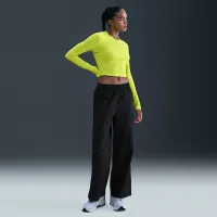 Nike Sportswear Chill Knit женская Slim Long-Sleeve Cropped Top цвет зеленый