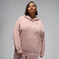Nike Jordan Flight Fleece женская Satin-Lined Pullover Толстовка с капюшоном (большие размеры) Pink
