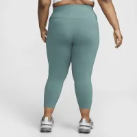 Nike One женская С высокой Талией 7/8 лосины с карманами(большие размеры) цвет зеленый