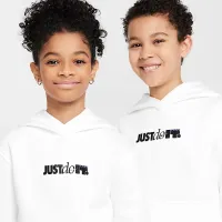 Nike Sportswear Club Fleece Big детские Толстовка с капюшоном цвет белый