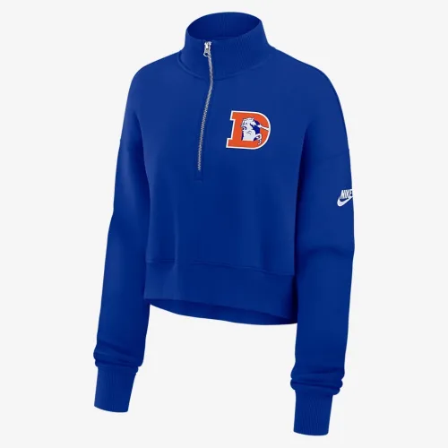Denver Broncos Rewind Phoenix женская Nike NFL Cropped 1/4-Zip Crew синий