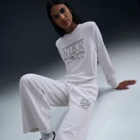 Nike Sportswear Club Fleece женская Mid-Rise Wide-Leg Graphic Pants цвет коричневый