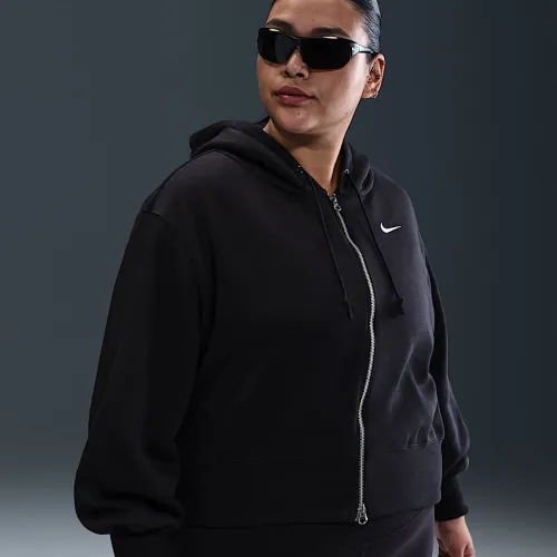 Nike Sportswear Phoenix Fleece жіноча Loose Cropped Full-Zip Толстовка з капюшоном (великі розміри) колір чорний