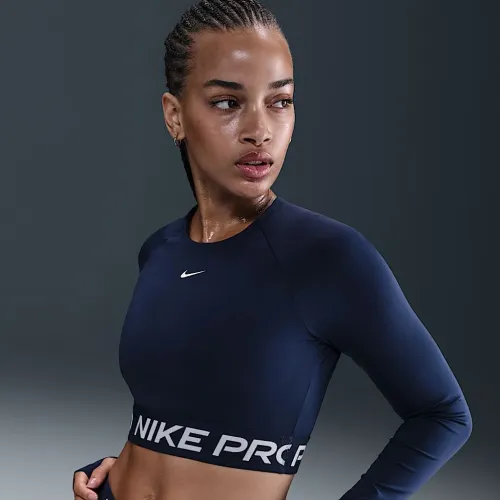 Nike Pro жіноча Dri-FIT Cropped Long-Sleeve Top блакитний