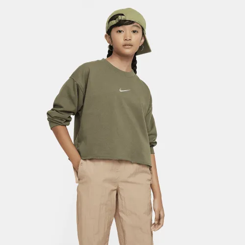 Nike Sportswear Big дитячі (Girls') Dri-FIT Crew-Neck світшот колір зелений