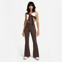 Nike Sportswear женская С высокой Талией Ribbed Jersey Flaцвет красный Pants цвет коричневый