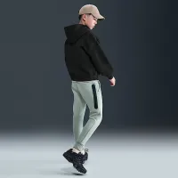 Nike Sportswear Tech Fleece Big детские (для мальчиков) оверсайз Pullover Толстовка с капюшоном цвет черный