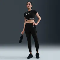 Nike Pro женская Dri-FIT Short-Sleeve Cropped Graphic Top цвет черный