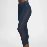 Nike Pro женская Mid-Rise 7/8 Mesh-Paneled лосины синий