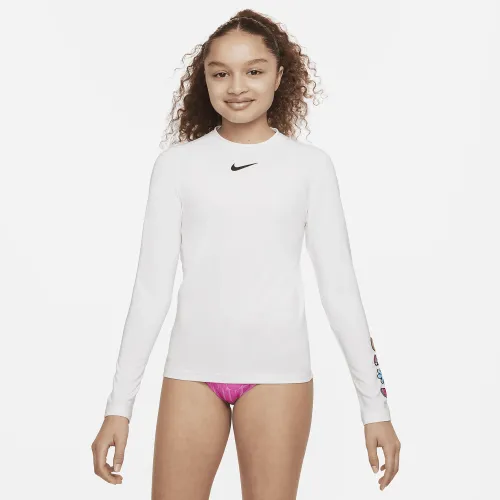Nike Swim Charms Big дитячі (Girls') Long-Sleeve Hydroguard колір білий