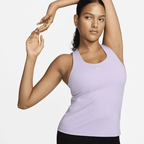 Nike Swoosh женская Medium-Support Padded Sports Bra Tank цвет фиолетовый
