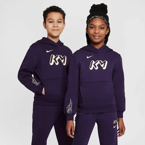 Nike Kylian Mbappé Club Fleece Big детские Soccer Толстовка с капюшоном цвет фиолетовый