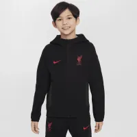 Liverpool FC Tech Fleece Big детские (для мальчиков) Nike Soccer Full-Zip Толстовка с капюшоном цвет черный