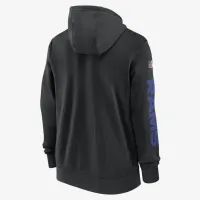 Los Angeles Rams Sideline Team Issue Club чоловічі Nike Full Zip Толстовка з капюшоном колір чорний