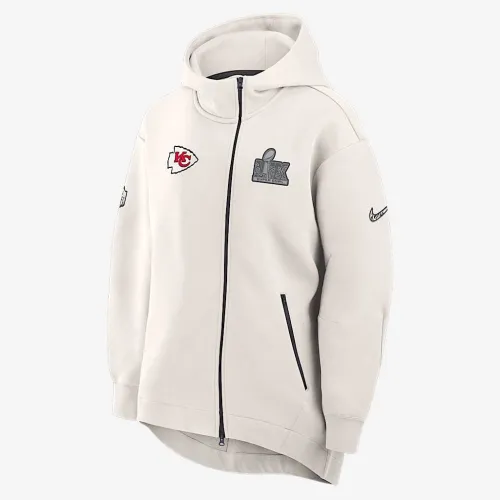 Kansas City Chiefs Super Bowl LIX Opening Night Tech Fleece жіноча Nike NFL Full-Zip Толстовка з капюшоном Cape колір коричневий