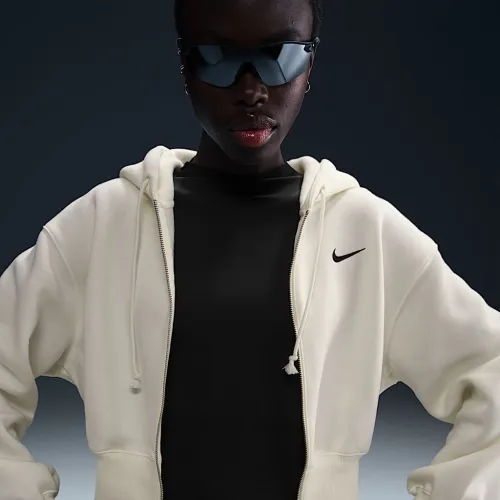 Nike Sportswear Phoenix Fleece женская Loose Cropped Full-Zip Толстовка с капюшоном цвет белый