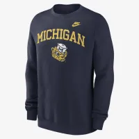 Michigan Wolverines Legacy Classic Arch Over Logo мужские Nike College Pullover Crew синий
