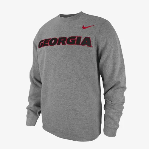 Georgia Club Fleece мужские Nike College Crew-Neck свитшот цвет серый