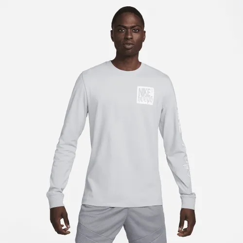 Nike мужские Long-Sleeve Fitness футболка цвет серый