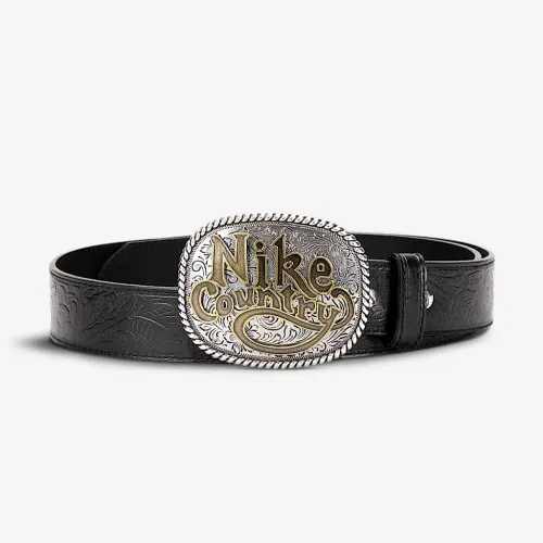 Nike Country чоловічі Plaque Buckle Embossed Leather Belt колір чорний