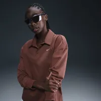 Nike Sportswear Essential женская оверсайз Long-Sleeve Polo цвет коричневый