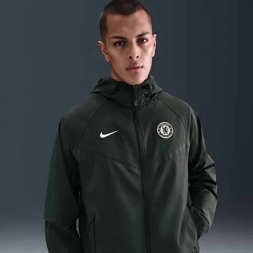 Chelsea FC Tech Windrunner мужские Nike Soccer Woven Full-Zip Куртка цвет зеленый