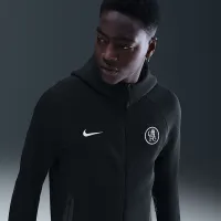 Chelsea FC Tech Windrunner мужские Nike Total 90 Soccer Fleece Full-Zip Куртка цвет черный
