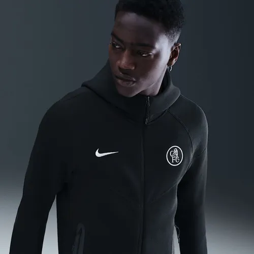 Chelsea FC Tech Windrunner мужские Nike Total 90 Soccer Fleece Full-Zip Куртка цвет черный