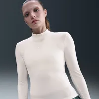 Nike Sportswear Chill Knit жіноча Slim Long-Sleeve Mock-Neck футболка колір коричневий