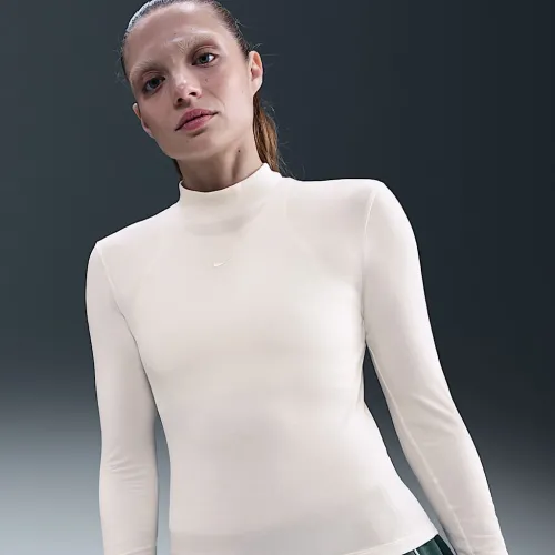 Nike Sportswear Chill Knit жіноча Slim Long-Sleeve Mock-Neck футболка колір коричневий