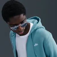 Nike Club мужские Full-Zip Fleece Толстовка с капюшоном синий
