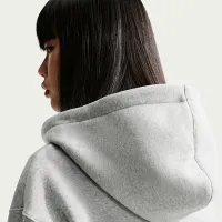 Nike Sportswear Phoenix Fleece жіноча Loose Full-Zip Cropped Толстовка з капюшоном колір сірий