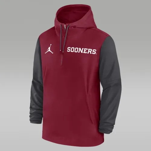 Oklahoma Sooners Sideline Pre-Game Player мужские Nike College 1/2-Zip Hooded Куртка цвет красный