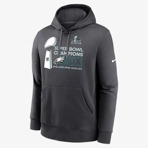 Philadelphia Eagles Super Bowl LIX Champions Trophy Collection Club чоловічі Nike NFL Pullover Толстовка з капюшоном колір сірий