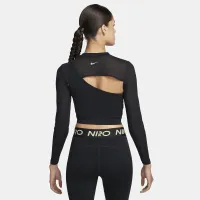 Nike Pro жіноча Long-Sleeve Cropped Top колір чорний