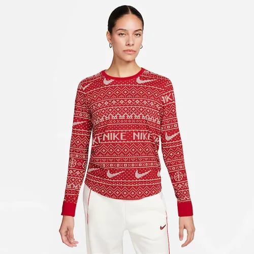 Nike Sportswear Essential женская Long-Sleeve Holiday Top цвет красный