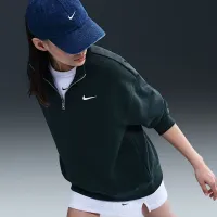 Nike Sportswear Phoenix Fleece женская оверсайз 1/4-Zip Long свитшот цвет зеленый