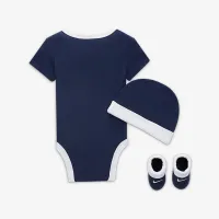 Nike Baby (0-6M) Bodysuit, Hat and Booties Box набор синий