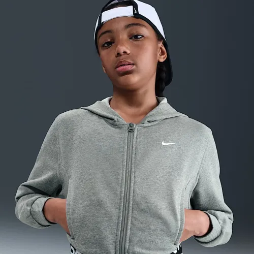 Nike Pro Fleece Big детские (Girls') Dri-FIT Full-Zip Толстовка с капюшоном цвет серый