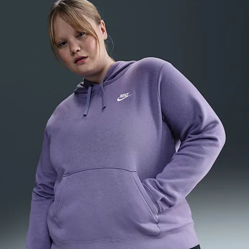 Nike Sportswear Club Fleece женская Pullover Толстовка с капюшоном (большие размеры) цвет фиолетовый