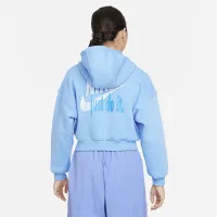 Nike Sportswear Club Fleece Big детские (Girls') оверсайз Cropped Толстовка с капюшоном синий