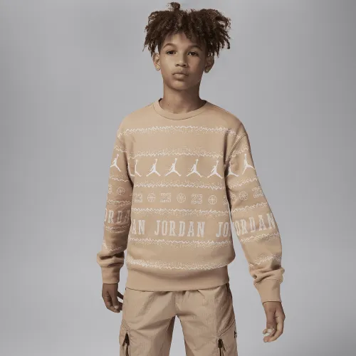 Nike Jordan MJ Holiday Fleece Crew Big Kids Top колір коричневий