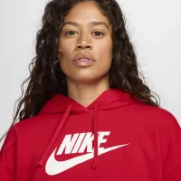 Nike Sportswear Club Fleece женская оверсайз Crop Graphic Толстовка с капюшоном цвет красный