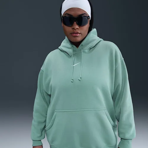 Nike Sportswear Phoenix Fleece женская оверсайз Pullover Толстовка с капюшоном (большие размеры) цвет зеленый