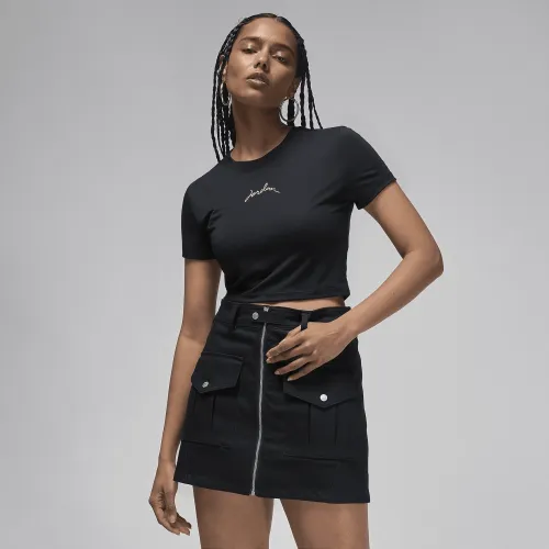 Nike Jordan жіноча Slim Cropped футболка колір чорний