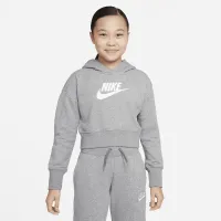 Nike Sportswear Club Big дитячі (Girls') French Terry Cropped Толстовка з капюшоном колір сірий