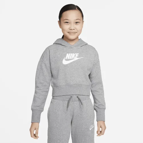 Nike Sportswear Club Big детские (Girls') French Terry Cropped Толстовка с капюшоном цвет серый
