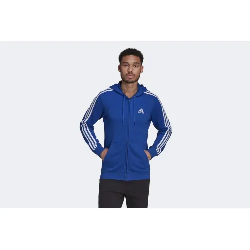 Кофта/футболка adidas Essentials French Terry 3-Stripes Full-Zip Толстовка з капюшоном HE4427 - Синя