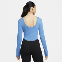 Nike Sportswear Chill Knit жіноча Tight Scoop-Back Long-Sleeve Mini-Rib Top блакитний