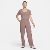 Nike One Classic жіноча Dri-FIT Short-Sleeve Cropped Twist Top колір фіолетовий